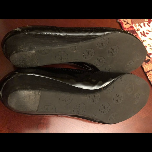 TORY BURCH ballet flats open toe 7.5 black patent - Picture 2 of 5